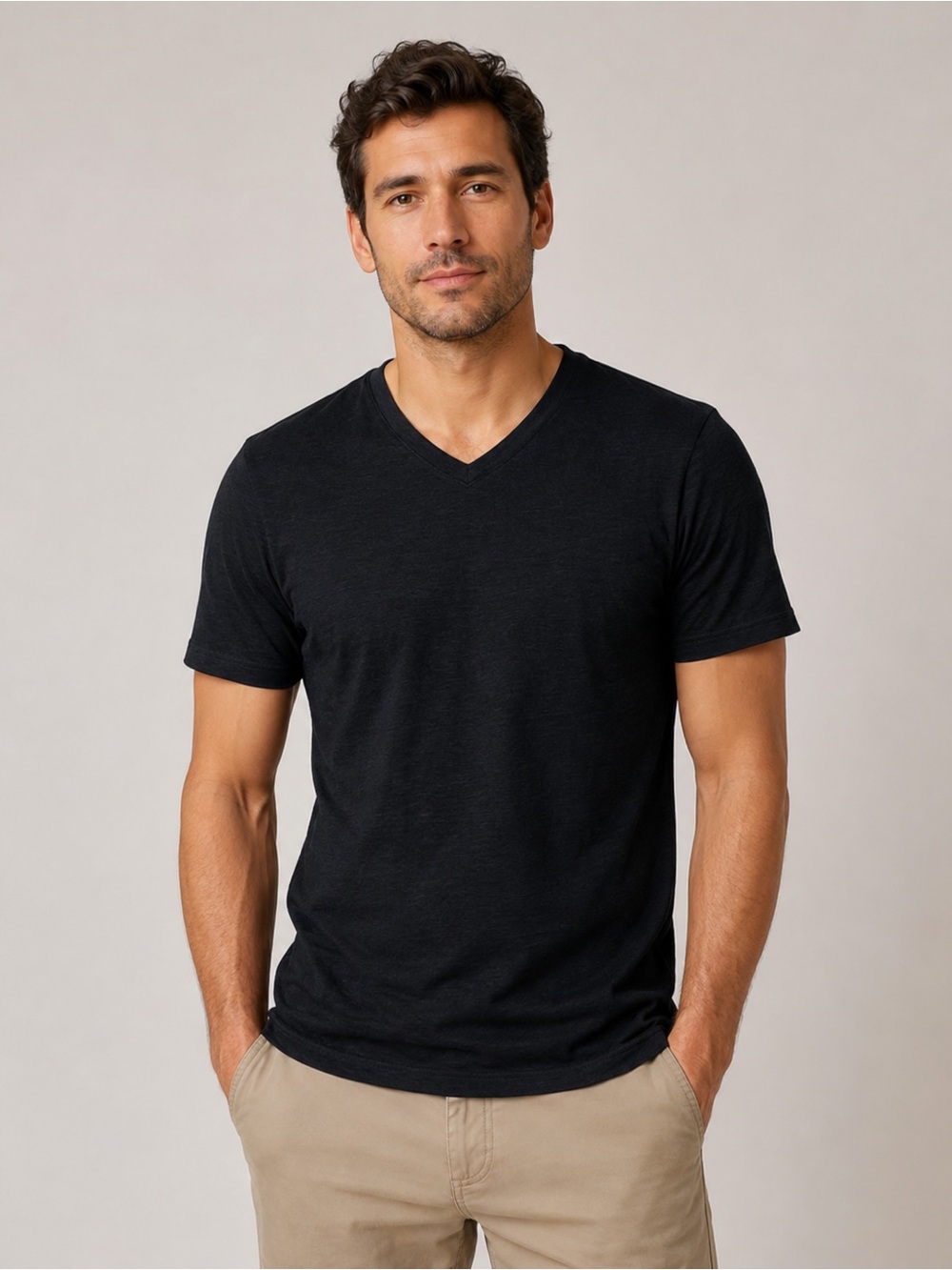 Travis Mathew Mens Black V Neck T Shirt M Short Sleeve Golf Performance Casual